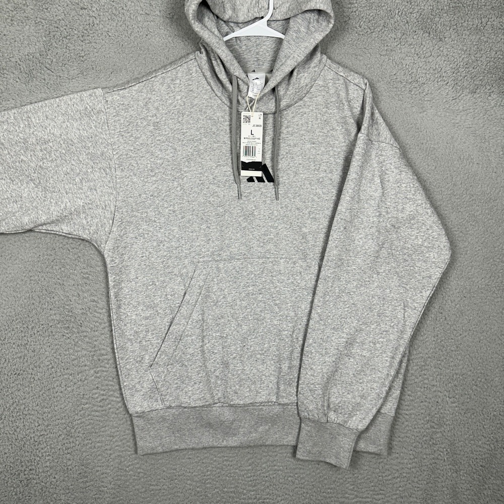 NEW Adidas Hoodie Mens Large M FEELCOZY HD Grey Pullover Sweatshirt Drawstring